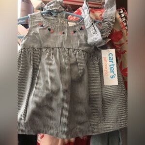 Carter's Navy and White Striped Baby Dress